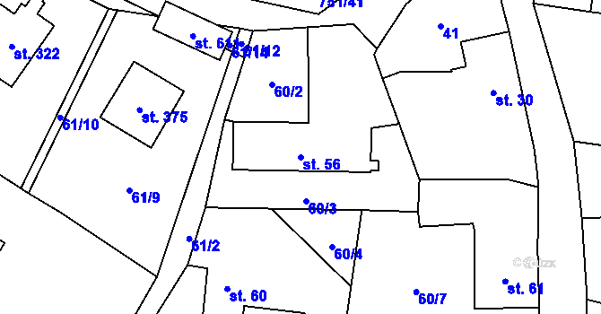 Parcela st. 56 v KÚ Perknov, Katastrální mapa
