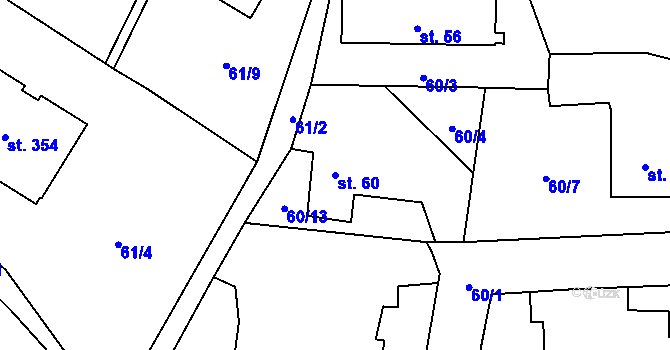 Parcela st. 60 v KÚ Perknov, Katastrální mapa