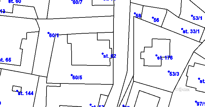 Parcela st. 62 v KÚ Perknov, Katastrální mapa