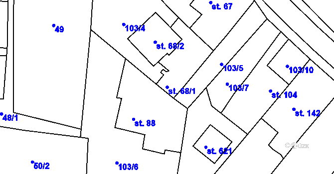 Parcela st. 68/1 v KÚ Perknov, Katastrální mapa