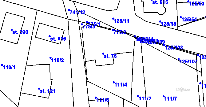 Parcela st. 76 v KÚ Perknov, Katastrální mapa