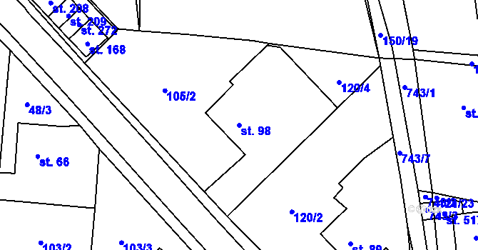Parcela st. 98 v KÚ Perknov, Katastrální mapa