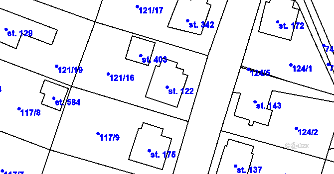Parcela st. 122 v KÚ Perknov, Katastrální mapa