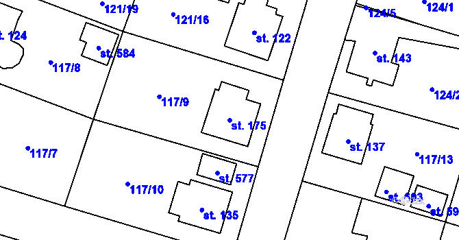 Parcela st. 175 v KÚ Perknov, Katastrální mapa