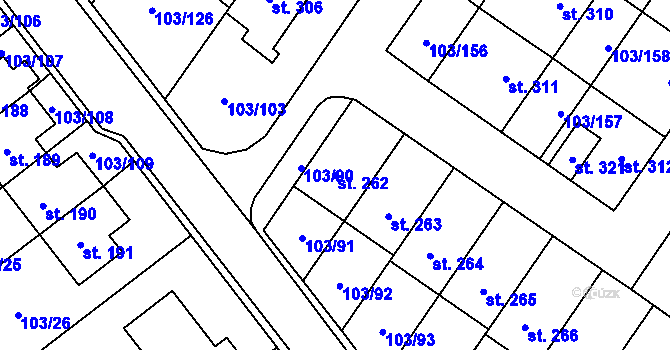 Parcela st. 262 v KÚ Perknov, Katastrální mapa