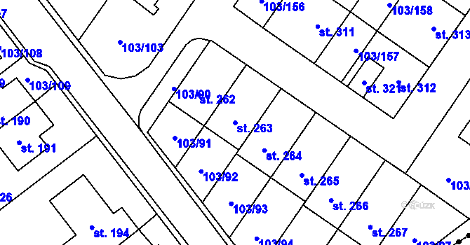 Parcela st. 263 v KÚ Perknov, Katastrální mapa