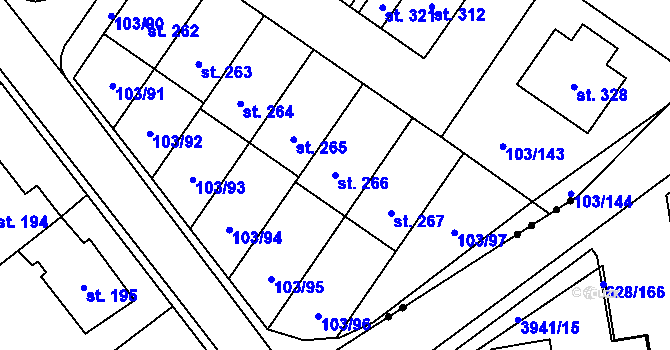 Parcela st. 266 v KÚ Perknov, Katastrální mapa