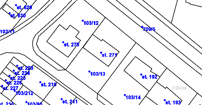 Parcela st. 271 v KÚ Perknov, Katastrální mapa