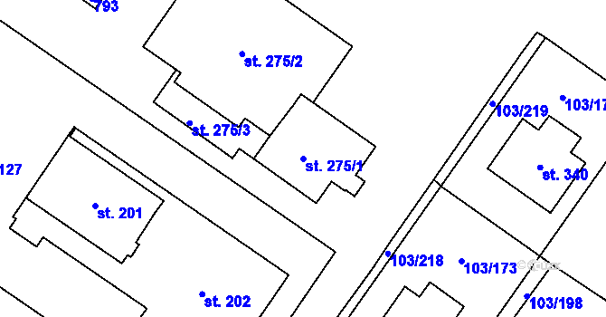 Parcela st. 275/1 v KÚ Perknov, Katastrální mapa