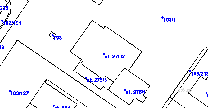 Parcela st. 275/2 v KÚ Perknov, Katastrální mapa
