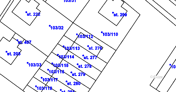 Parcela st. 276 v KÚ Perknov, Katastrální mapa