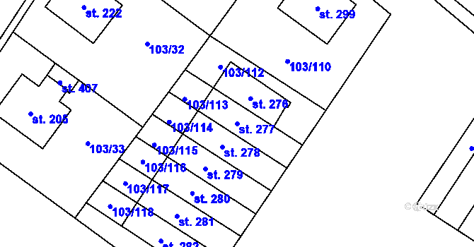 Parcela st. 277 v KÚ Perknov, Katastrální mapa