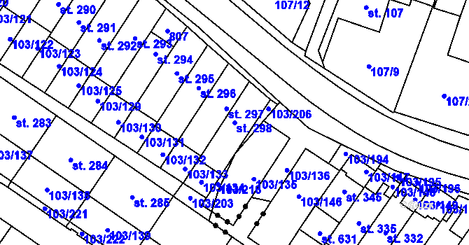 Parcela st. 298 v KÚ Perknov, Katastrální mapa