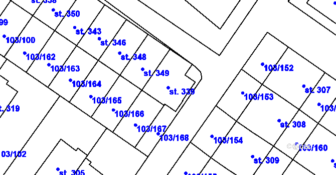 Parcela st. 339 v KÚ Perknov, Katastrální mapa