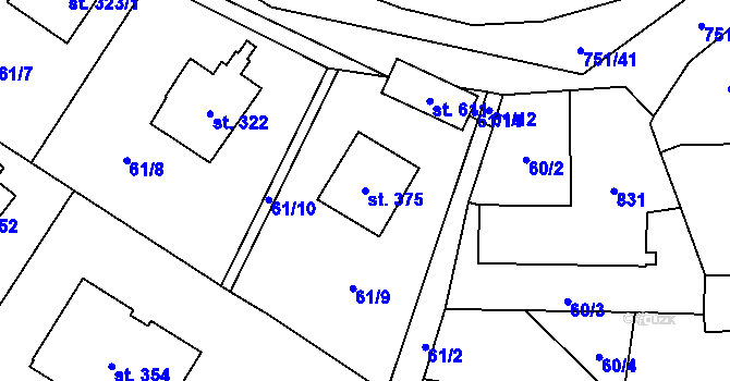 Parcela st. 375 v KÚ Perknov, Katastrální mapa