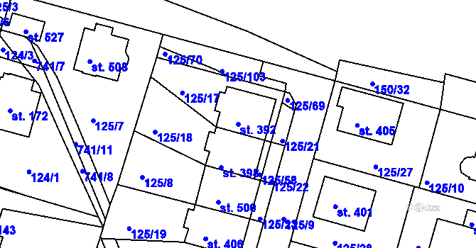 Parcela st. 392 v KÚ Perknov, Katastrální mapa