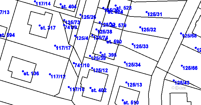 Parcela st. 395 v KÚ Perknov, Katastrální mapa