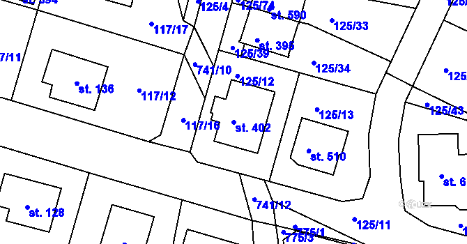 Parcela st. 402 v KÚ Perknov, Katastrální mapa