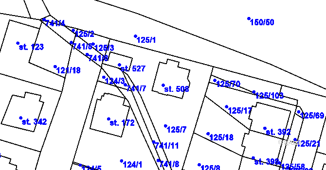 Parcela st. 508 v KÚ Perknov, Katastrální mapa