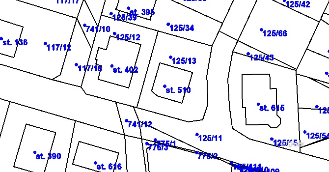 Parcela st. 510 v KÚ Perknov, Katastrální mapa
