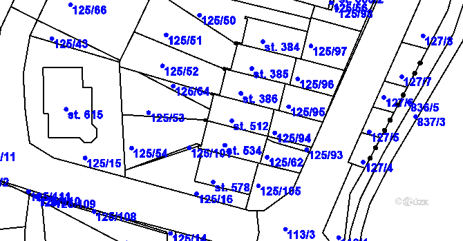 Parcela st. 512 v KÚ Perknov, Katastrální mapa