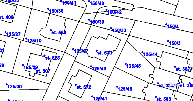 Parcela st. 530 v KÚ Perknov, Katastrální mapa