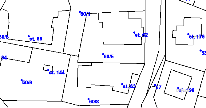 Parcela st. 60/5 v KÚ Perknov, Katastrální mapa