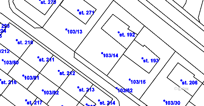 Parcela st. 103/14 v KÚ Perknov, Katastrální mapa