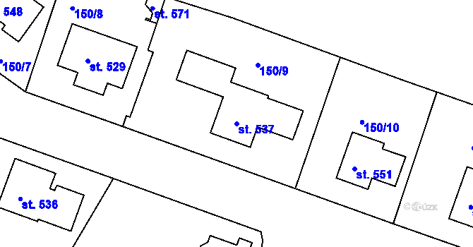 Parcela st. 537 v KÚ Perknov, Katastrální mapa