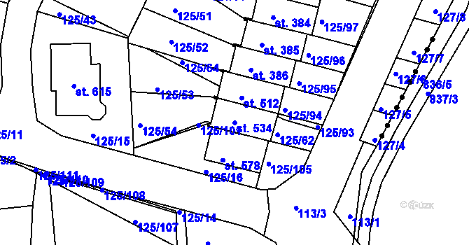 Parcela st. 534 v KÚ Perknov, Katastrální mapa