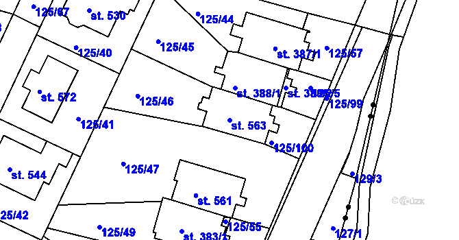 Parcela st. 563 v KÚ Perknov, Katastrální mapa