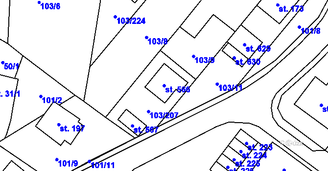 Parcela st. 566 v KÚ Perknov, Katastrální mapa