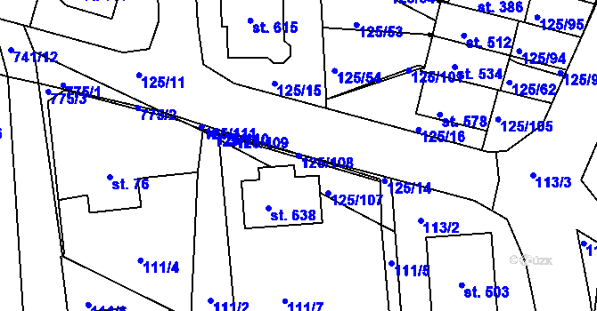 Parcela st. 125/108 v KÚ Perknov, Katastrální mapa