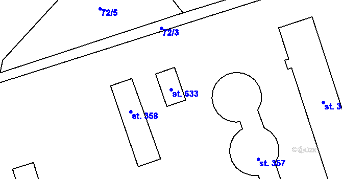 Parcela st. 633 v KÚ Perknov, Katastrální mapa