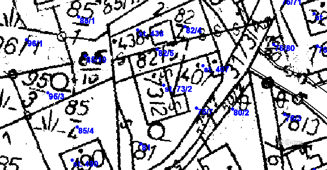 Parcela st. 73/2 v KÚ Havlíčkova Borová, Katastrální mapa