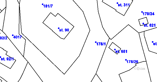 Parcela st. 89 v KÚ Havlíčkova Borová, Katastrální mapa