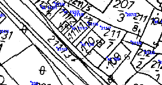 Parcela st. 110 v KÚ Havlíčkova Borová, Katastrální mapa
