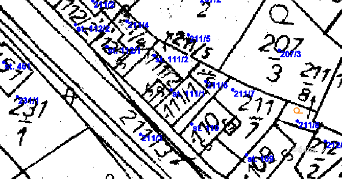 Parcela st. 111/1 v KÚ Havlíčkova Borová, Katastrální mapa