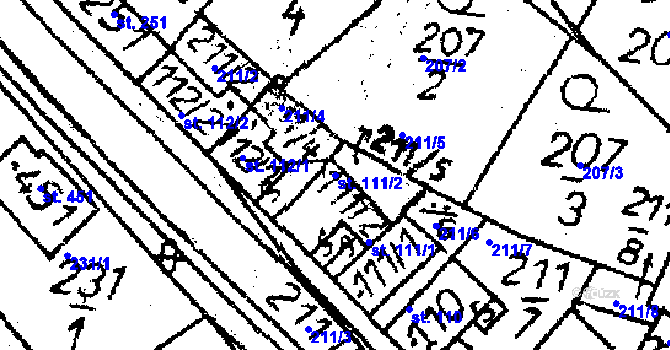 Parcela st. 111/2 v KÚ Havlíčkova Borová, Katastrální mapa
