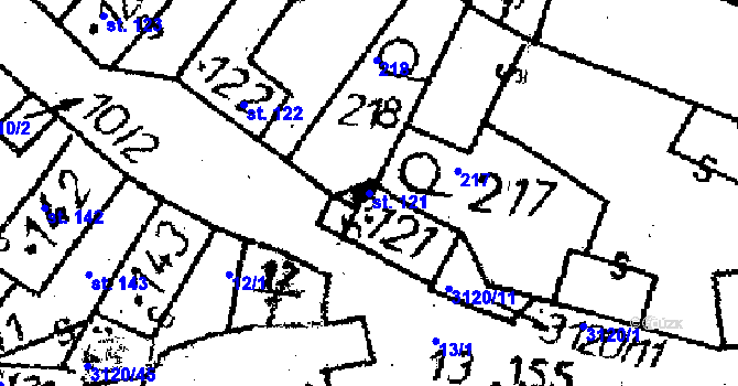 Parcela st. 121 v KÚ Havlíčkova Borová, Katastrální mapa