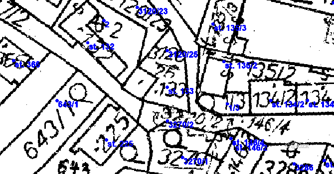 Parcela st. 133 v KÚ Havlíčkova Borová, Katastrální mapa