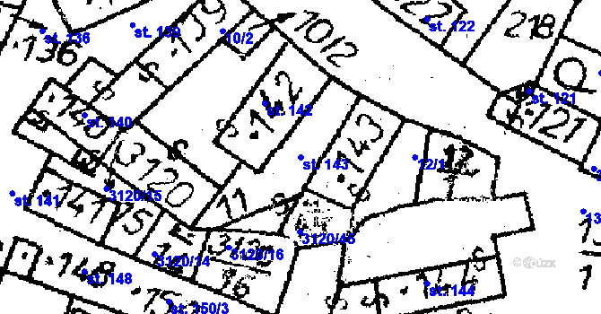 Parcela st. 143 v KÚ Havlíčkova Borová, Katastrální mapa