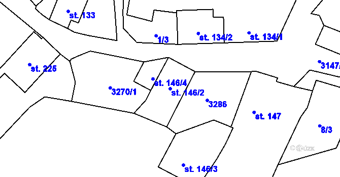 Parcela st. 146/2 v KÚ Havlíčkova Borová, Katastrální mapa