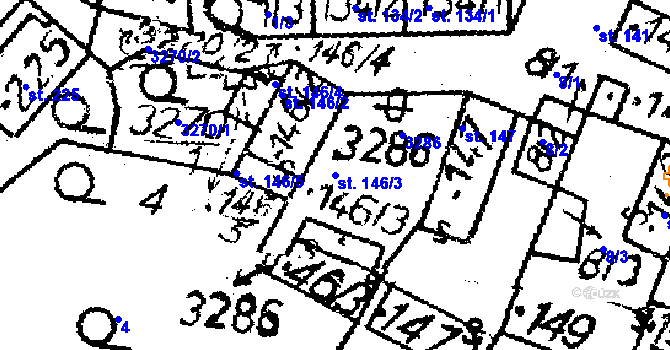 Parcela st. 146/3 v KÚ Havlíčkova Borová, Katastrální mapa