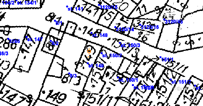 Parcela st. 150/2 v KÚ Havlíčkova Borová, Katastrální mapa