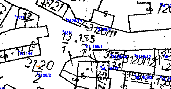 Parcela st. 155/1 v KÚ Havlíčkova Borová, Katastrální mapa