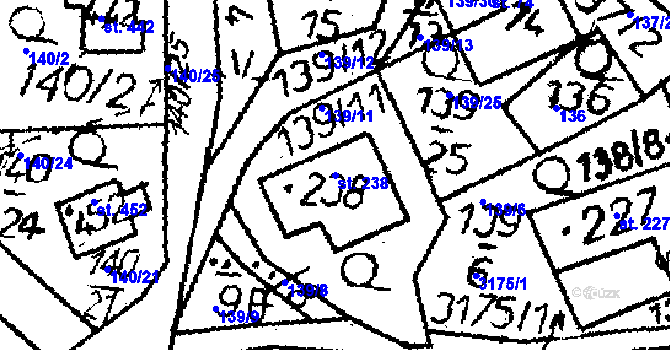 Parcela st. 238 v KÚ Havlíčkova Borová, Katastrální mapa