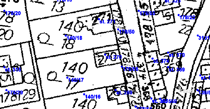 Parcela st. 270 v KÚ Havlíčkova Borová, Katastrální mapa