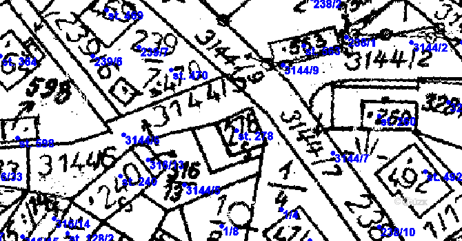 Parcela st. 278 v KÚ Havlíčkova Borová, Katastrální mapa