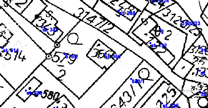 Parcela st. 366 v KÚ Havlíčkova Borová, Katastrální mapa